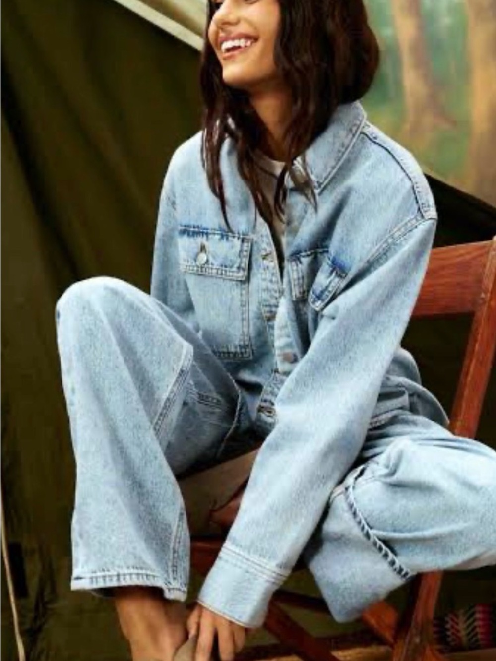 Parke x Target Longsleeve denim shacket Light Wash